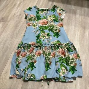 Helena Blue Green Floral Kids Girls Dress Sz 14